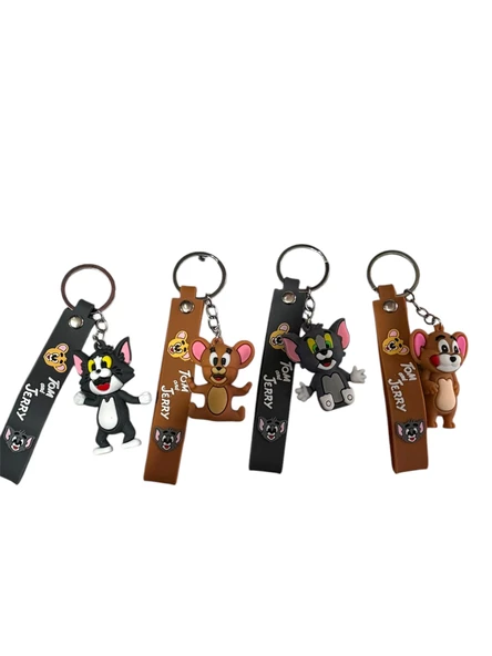 Tom Ve Jerry Anahtarlık ve Çanta Süsü 4 Adet Set Oturan ve Ayakta Modeller - 3
