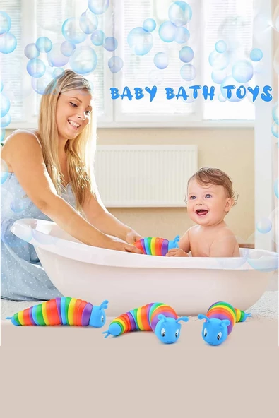 Söktak Eğlenceli Stres Ve Anksiyete Giderici Montessori Renkli Tırtıl Oyuncağı 20 CM - 4