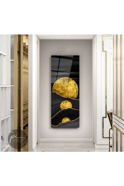 Soyut Gold Panoramik Dekoratif ve Modern Cam Tablo ürün görseli