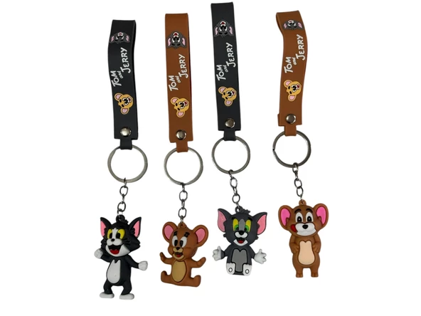 Tom Ve Jerry Anahtarlık ve Çanta Süsü 4 Adet Set Oturan ve Ayakta Modeller - 2