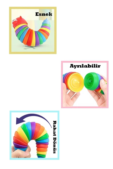 Söktak Eğlenceli Stres Ve Anksiyete Giderici Montessori Renkli Tırtıl Oyuncağı 20 CM - 2