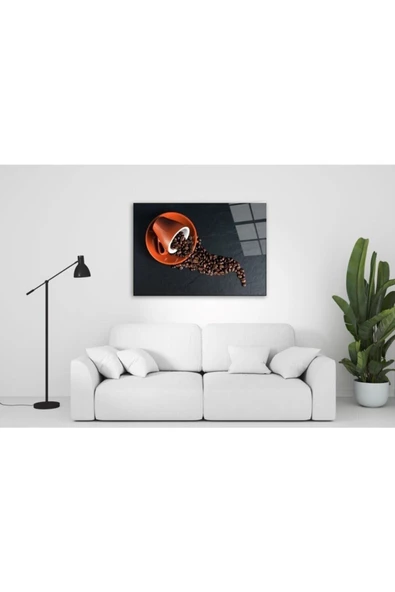 Kahve Çekirdekleri Dekoratif ve Modern Cam Tablo 50x70 Cm