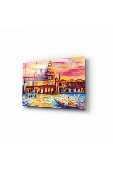 Deniz Ve Kayık Dekoratif ve Modern Cam Tablo 50x70