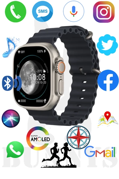 11 Uyumlu Akıllı Saat AMOLED EKRAN Watch 8 Ultra 49MM HK8 PRO MAX ürün görseli