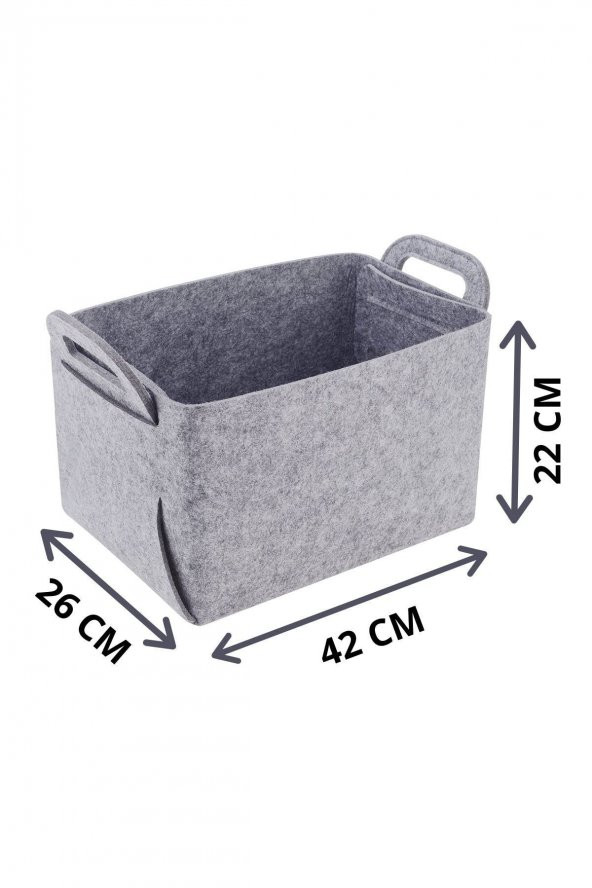 6lı Çok Amaçli Keçe Sepet Organizer, 26x42x22 Cm, Kitap, Oyuncak,banyo Saklama Sepeti - 4
