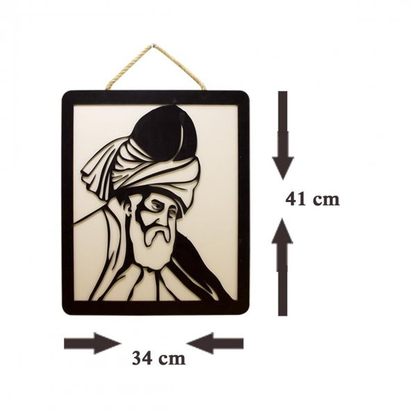 Aşkı şevk Üç Boyutlu Mevlana Figürlü Dekoratif Ahşap Tablo - 5