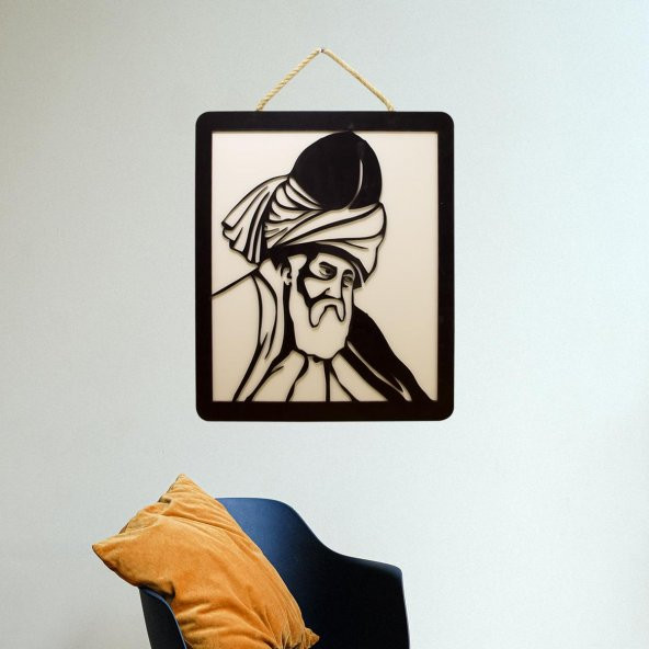 Aşkı şevk Üç Boyutlu Mevlana Figürlü Dekoratif Ahşap Tablo - 7