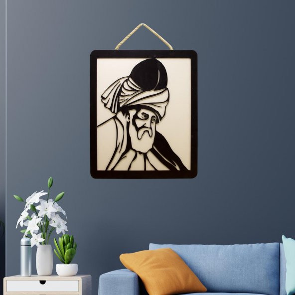 Aşkı şevk Üç Boyutlu Mevlana Figürlü Dekoratif Ahşap Tablo - 8