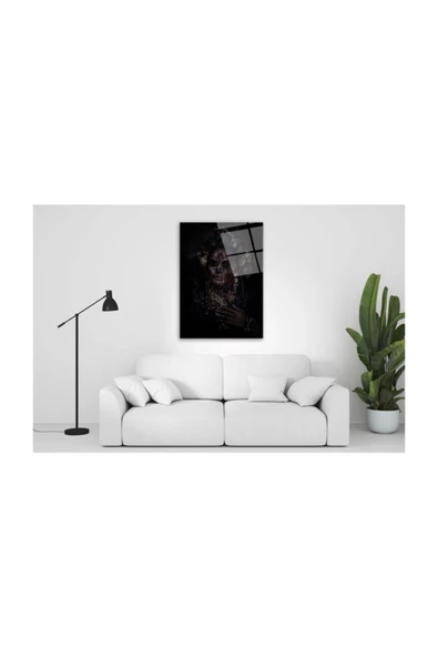 Kadın Portre Dekoratif ve Modern Cam Tablo 6 50x70 Cm