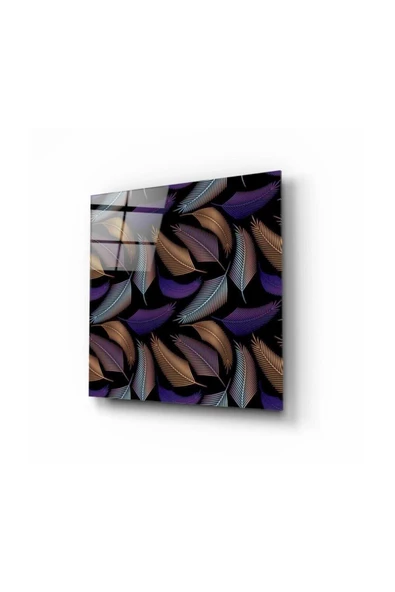 Renkli Tüyler Dekoratif ve Modern Cam Tablo 3 50x70 Cm