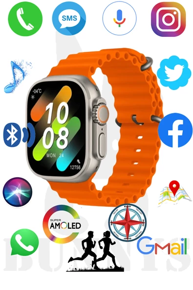 Apple iPhone 11 Pro Max Uyumlu Akıllı Saat HK8 PRO MAX AMOLED EKRAN Watch 8 Ultra 49MM