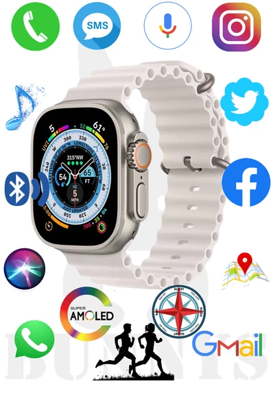 Apple iPhone 11 Pro Max Uyumlu Akıllı Saat Konuşma Özellikli Watch 8 Ultra 49MM AMOLED EKRAN