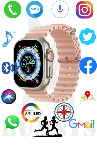 Apple iPhone 11 Pro Max Uyumlu Akıllı Saat Watch 8 Ultra 49MM Konuşma Özellikli AMOLED EKRAN