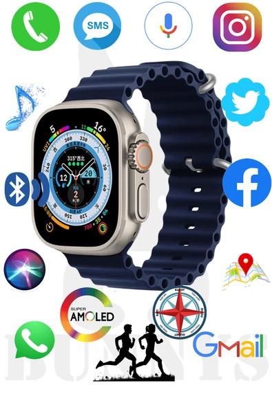 Apple iPhone 11 Pro Uyumlu Akıllı Saat HK8 PRO MAX AMOLED EKRAN Watch 8 Ultra 49MM