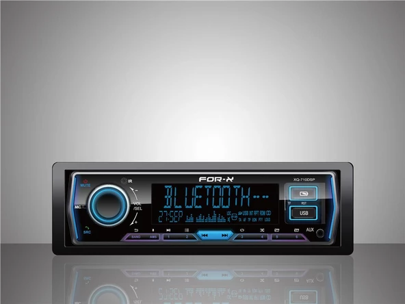 FOR-X X-710DSP-FM-AUX-MP3-BT-2 USB-TELEFON ŞARZ ETME-7 RENK TUŞ IŞIĞI-4 ANFİ ÇIKIŞLI-DSP İŞLEMCİLİ-DAHİLİ-HARİCİ MİKROFON-PROFESYONEL TESİSAT TEYBİ