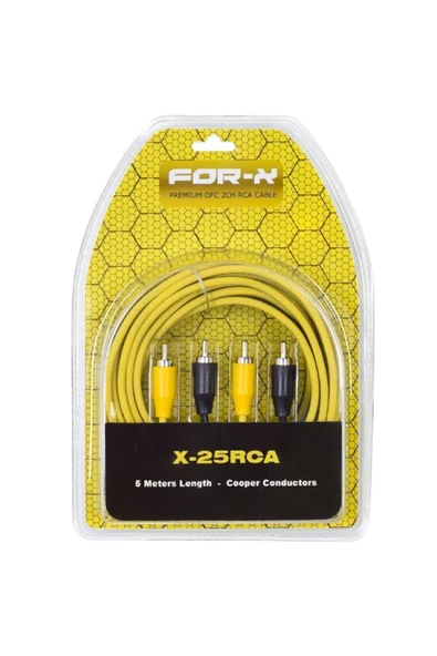 For-X Full Bakır Profesyonel 5 Mt 2rca 2rca Oto Amfi Sinyal Kablosu