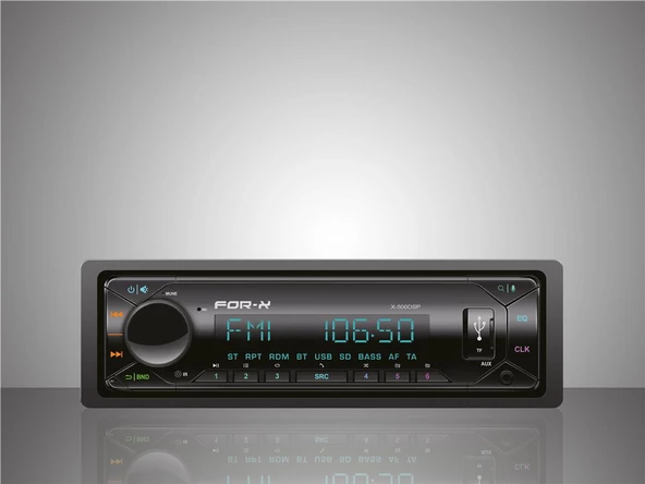 For-X X-500DSP-7 RENK IŞIK-FM-AUX-MP3-BT5.1-2 USB-TELEFON ŞARZ ETME-3ANFİ ÇIKIŞLI-4X60W-DAHİLİ-HARİCİ MİKROFON-DSP İİŞLEMCİLİ PROFESYONEL TEYP