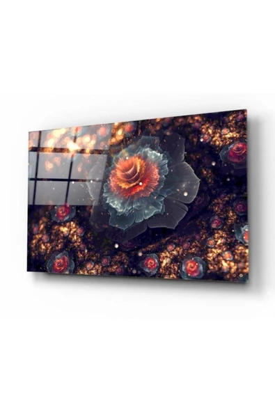 Çiçekler Dekoratif ve Modern Cam Tablo