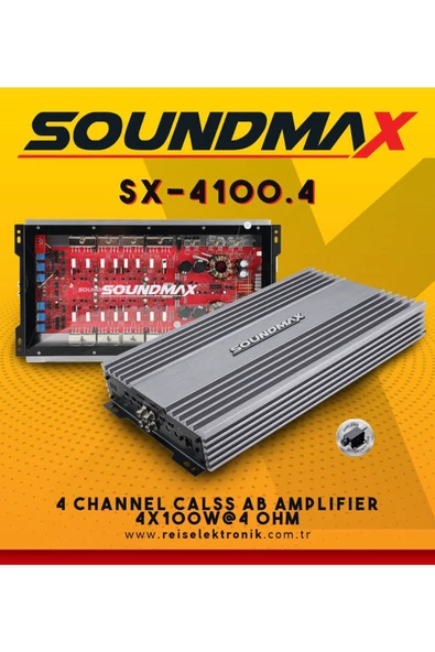 Soundmax SX-4100-4 KANAL-4X100W RMS KÖPRÜLENEBİLİR KALİTELİ PROFESYONEL OTO ANFİ