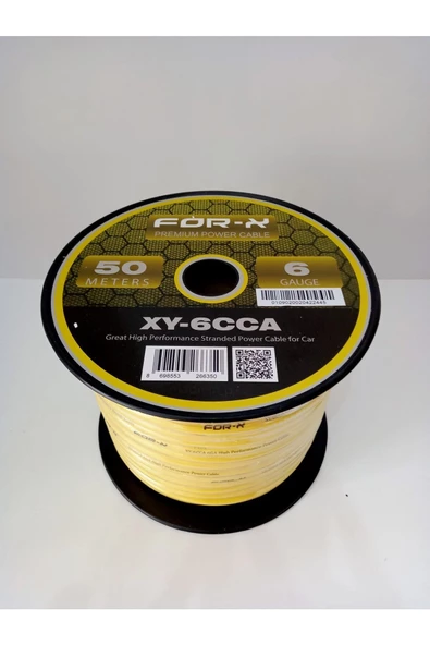 FOR-X Amfi Tesisat Güç Kablosu 6ga - Xy-6 Cca Oto Anfi 6ga Power Kablosu - 5 Metre ürün görseli