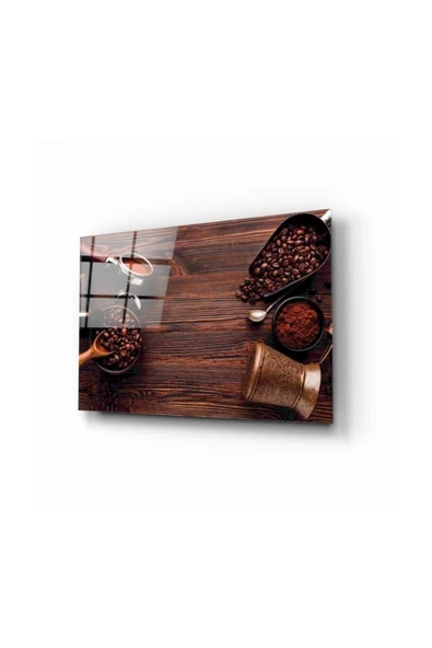 Kahve Çekirdekleri Dekoratif ve Modern Cam Tablo 2 50x70 Cm