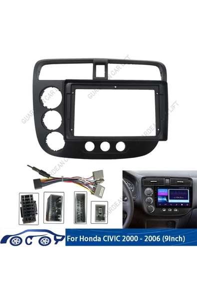 For-X HONDA CİVİC VTEC- 2001-2006 ARASI-9'' Uyumlu  MULTİMEDYA ÇERÇEVESİ-DİREKSİYON UYUMLU-SOKETLİ