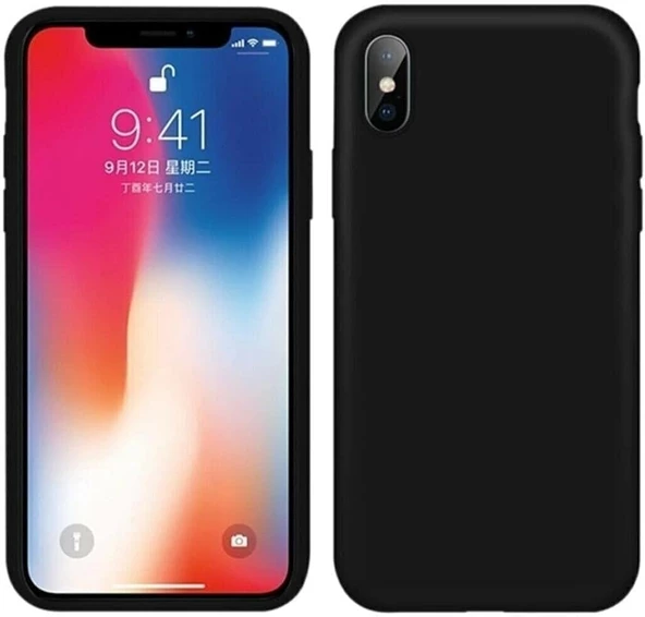 X ve XS (5.8) inç İçi Kadife Lansman Silikon Kılıf Şok Emici Full Kasa Koruma Sağlayan Kılıf -Silicone Case Compatible with iPhone X-XS Gel Rubber Full Body Protection Cover Case (Siyah)