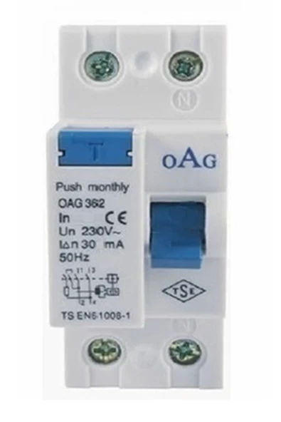 Oag 2x32a 30ma Monofaze Kaçak Akım Rölesi