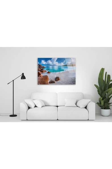 Deniz Manzarası Dekoratif ve Modern Cam Tablo 50x70 Cm