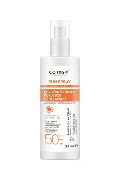 Dermokil Sun Sprey-Çok Yönlü Yüksek Koruyucu Güneş Spreyi 200 ml