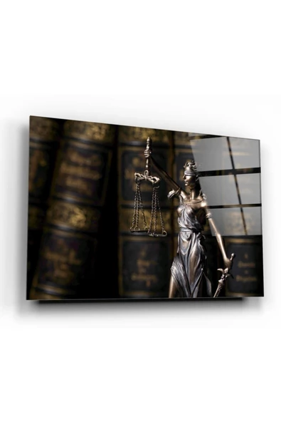 Themis Heykeli Dekoratif ve Modern Cam Tablo