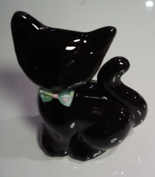 GOLD HOME - SERAMİK FİYONKLU KEDİ ( 12 x 17 cm )