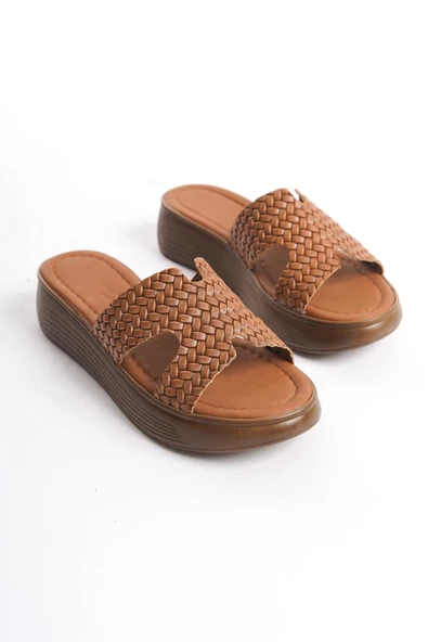 Kadın Hakiki Deri Örgü Desenli Terlik Hafif Rahat Taban Günlük Kadın Terlik - 9