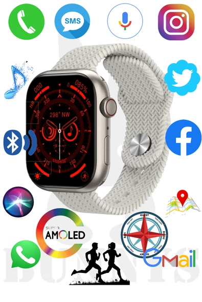 Oppo A54 Uyumlu Akıllı Saat AMOLED EKRAN Watch 9 45MM Konuşma Özellikli