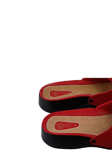 Ceyo 3000-2 Cırtlı Kadın Terlik Kırmızı 35-39 - 4