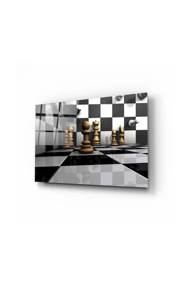 Satranç Taşları Dekoratif ve Modern Cam Tablo 2 50x70 Cm