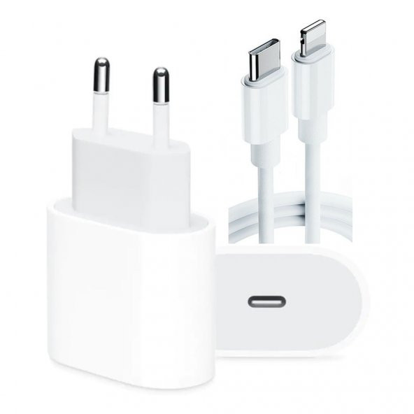 Apple iPhone 12 Şarj Aleti 18w Adaptör + USB-C - Lightning  Kablo