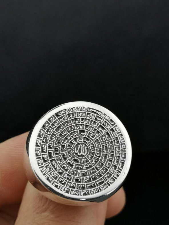 Esmaül Hüsna Dua Yazılı 925 Ayar Gümüş Yüzük - Resim 3