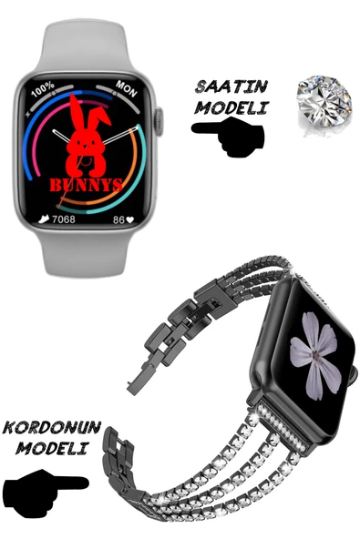 Pırlanta Kordonlu Akıllı Saat Wacht 8 Nfc Özellikli Bt Konuşma Özellikli Akıllı Saat