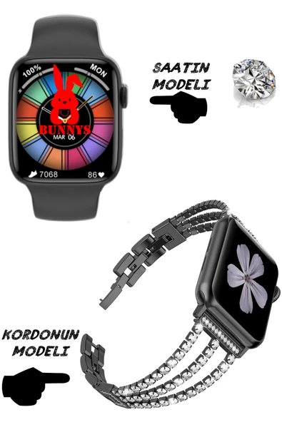 Pırlanta Wacht 8 Samsung Uyumlu Nfc Özellikli Bt Konuşma Özellikli Akıllı Saat