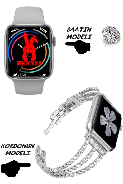 Pırlanta Wacht 8 Samsung Uyumlu Nfc Özellikli Bt Konuşma Özellikli Akıllı Saat