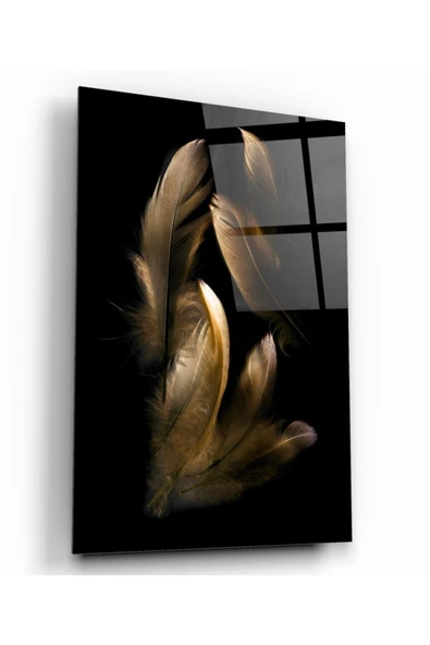 Gold Tüyler Dekoratif ve Modern Cam Tablo ürün görseli 1