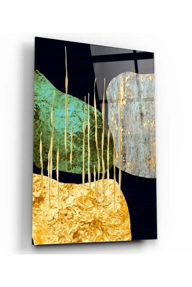 Gold Desenler Dekoratif ve Modern Cam Tablo