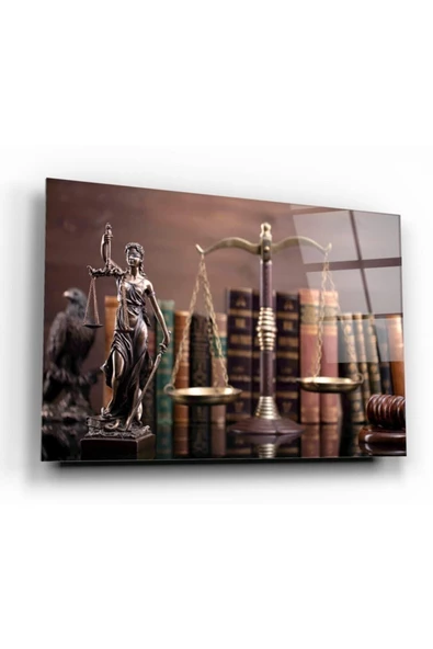 Themis Heykeli Dekoratif ve Modern Cam Tablo