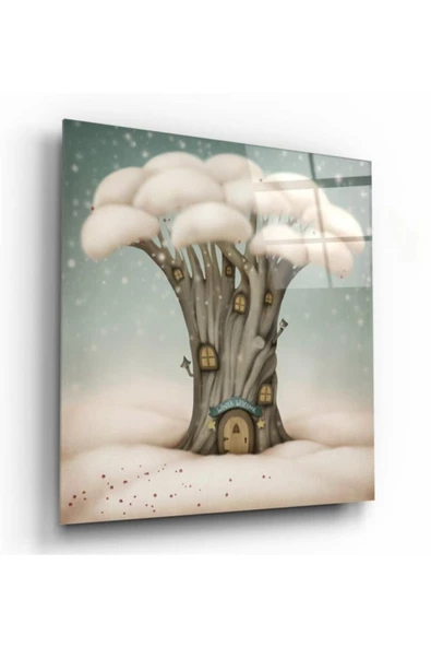 Ağaç Ev Dekoratif ve Modern Cam Tablo ürün görseli