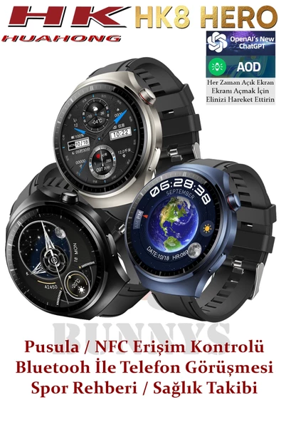 Samsung Galaxy A20 Uyumlu Akıllı Saat Erkekler İçin Konuşma Özellikli Metal Kordon Hediyeli - Resim 2