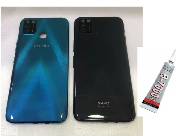 İNFİNİX HOT 10 LITE SMART S Arka Batarya Pil Kapağı SİYAH (B7000 15 ML Yapıştırıcı)
