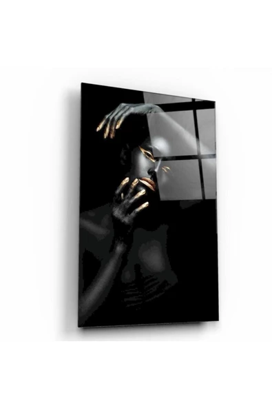 Gold Kadın Dekoratif ve Modern Cam Tablo