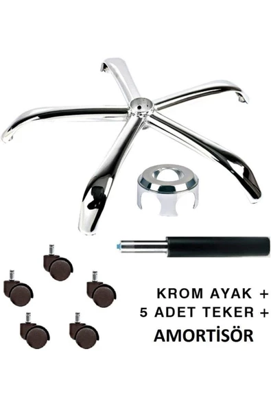 Kromaj Yönetici Ofis Çalışma Koltuğu Için Kromaj Yıldız Ayak Tekerlek Amortisör Yedek Parça - 2