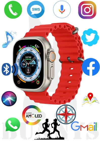 Samsung Galaxy A50 Uyumlu Akıllı Saat Konuşma Özellikli Watch 8 Ultra 49MM AMOLED EKRAN